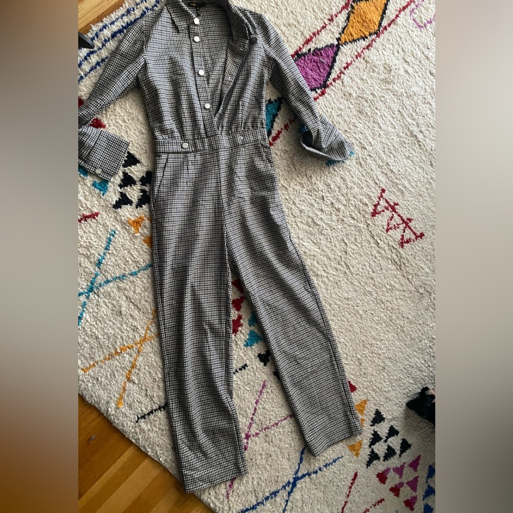 Maje jumpsuit size 36 small checked pattern